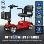 4-Wheel Electric Scooter with 20-Mile Range & 330 lbs Capacity