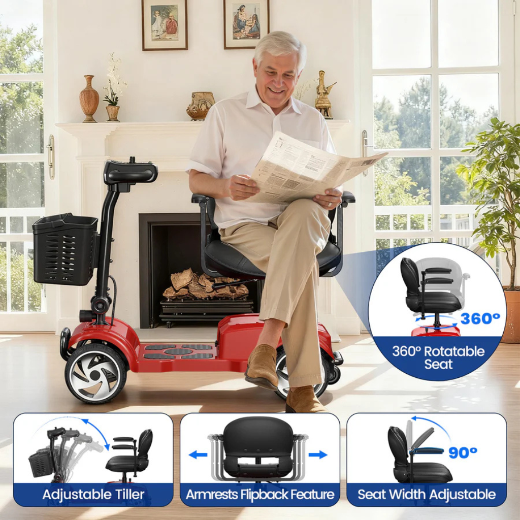 4-Wheel Electric Scooter with 20-Mile Range & 330 lbs Capacity